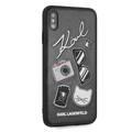 Karl Lagerfeld Embossed PU Hard Case Pins for iPhone Xs Max - Black
