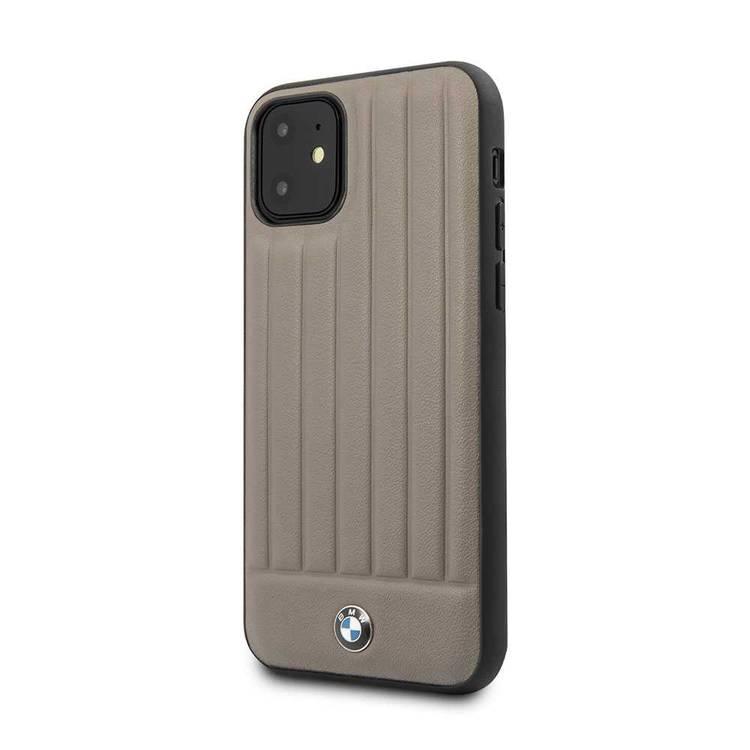 BMW BMHCN61POCBR Hard Case Leather Lines Compatible with iPhone 11 - Brown