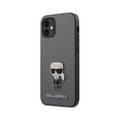 Karl Lagerfeld KLHCP12SIKMSSL PU Saffiano Case with Metal Pin Iconik for Apple iPhone 12 Mini (5.4 ) - Silver