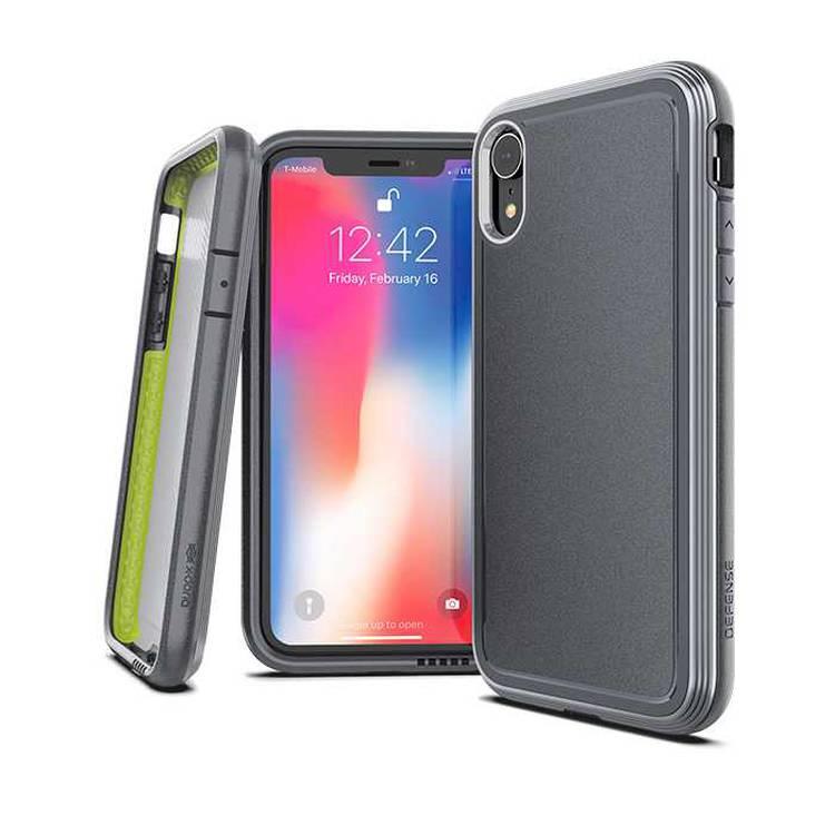X-Doria Defense Ultra Phone Case Compatible for iPhone Xr (6.1") Drop Shield Aluminum Back Cover - Gray