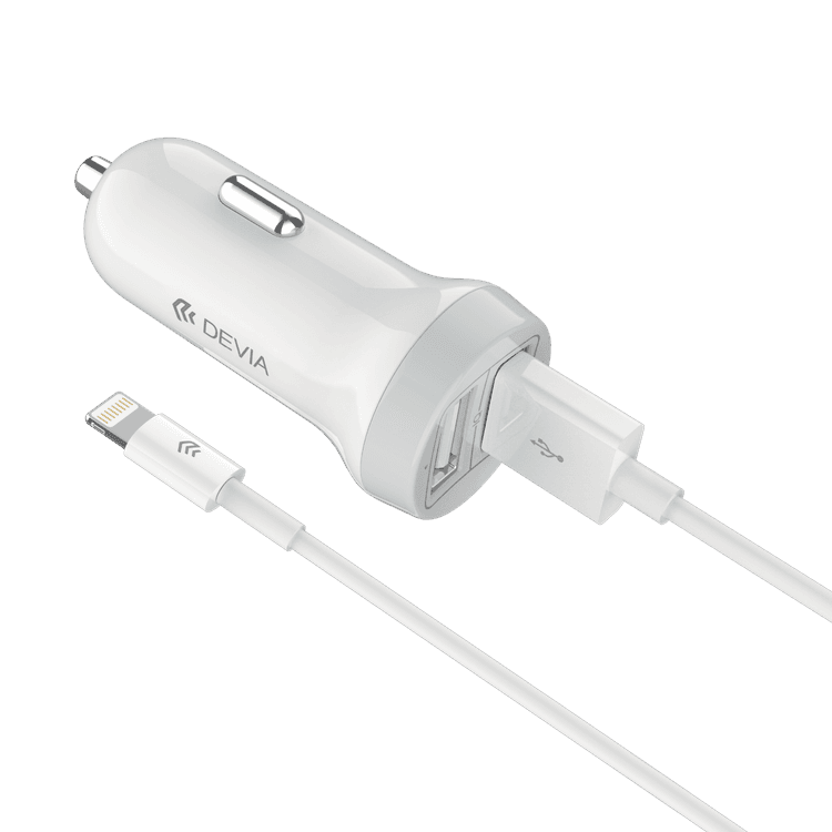 Devia Smart Series Car Charger 3.1A with Lightning Cable 1M 2.1A - White