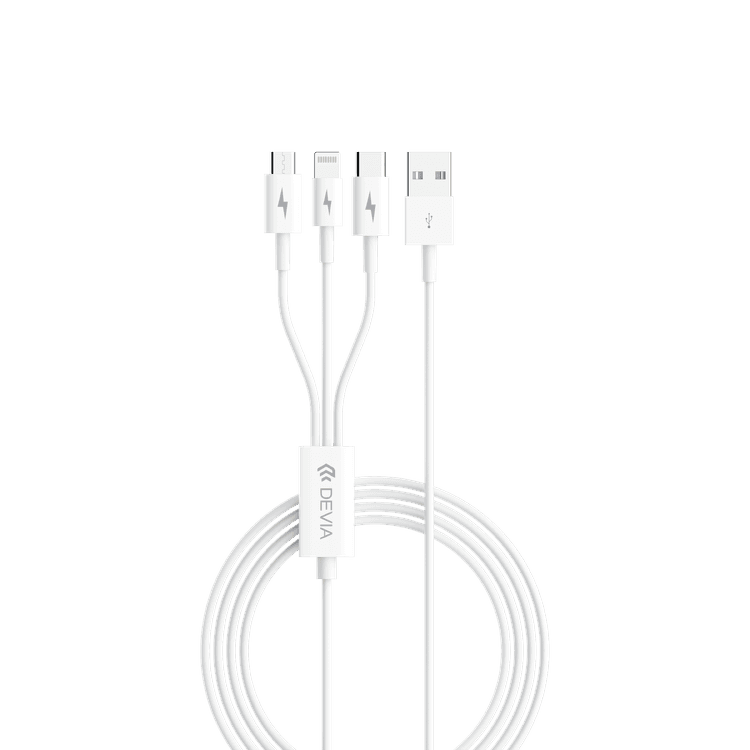 Devia Smart Series 3 in 1 Quick Charge Cable 1.2M 3A - White