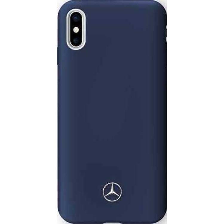 CG MOBILE Mercedes-Benz Silicone Phone Case with Microfiber Lining for iPhone X Officially Licensed - Navy