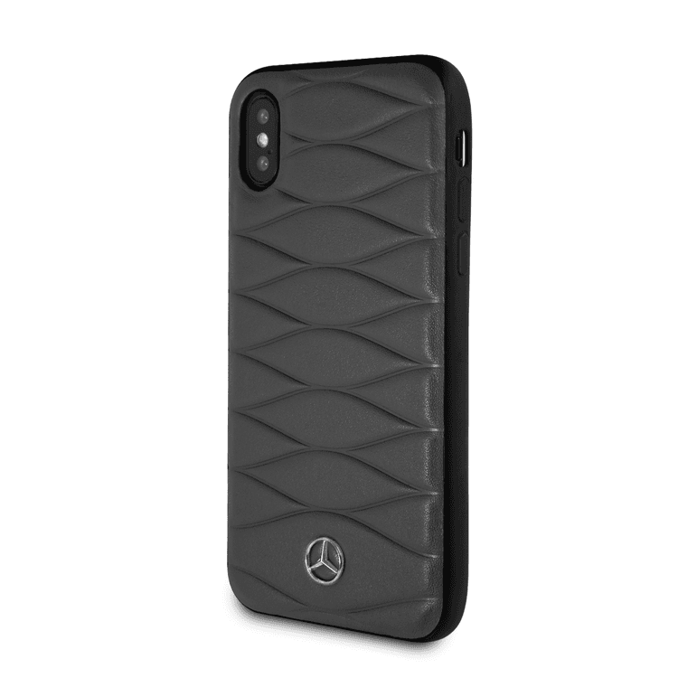 CG MOBILE Mercedes-Benz Pattern III Genuine Leather Hard Phone Case Compatible for iPhone X Officially Licensed - Dark Gray