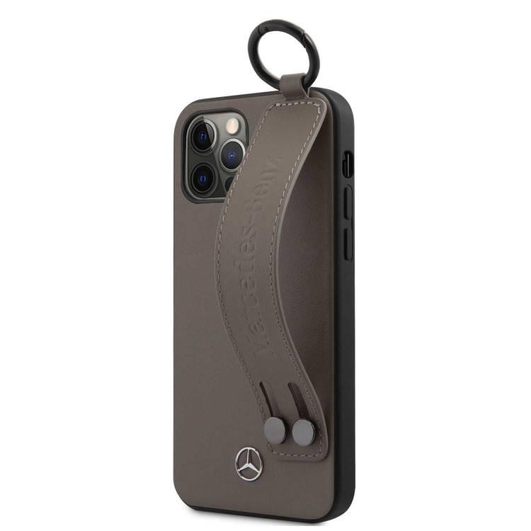 CG MOBILE Mercedes-Benz Leather Phone Case Hand Strap Compatible for iPhone 12 Mini (5.4) Officially Licensed - Walnut Brown
