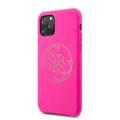 CG MOBILE Guess 4G Tone Logo Silicone Phone Case Compatible for iPhone 11 Pro (5.8") Anti-Scratch Mobile Case Officially Licensed - Fuchsia