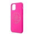CG MOBILE Guess 4G Tone Logo Silicone Phone Case Compatible for iPhone 11 Pro (5.8") Anti-Scratch Mobile Case Officially Licensed - Fuchsia