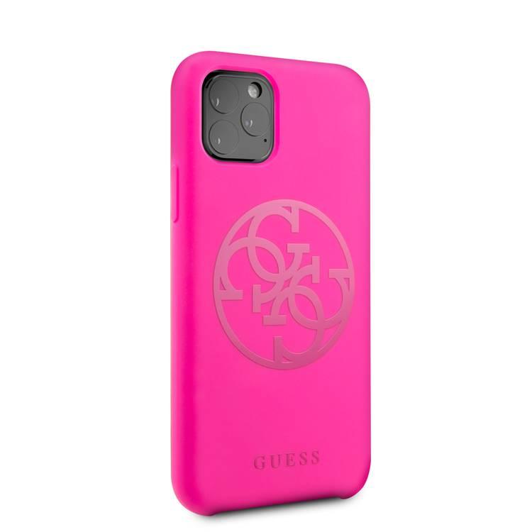 CG MOBILE Guess 4G Tone Logo Silicone Phone Case Compatible for iPhone 11 Pro (5.8") Anti-Scratch Mobile Case Officially Licensed - Fuchsia