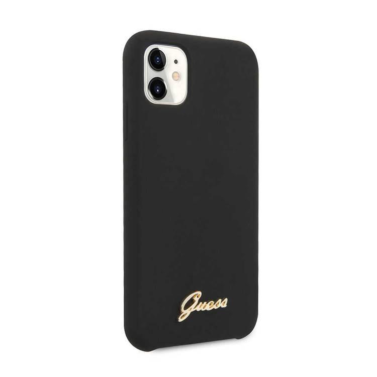 CG MOBILE Guess Vintage Logo Silicone Phone Case Compatible for iPhone 11 (6.1") Anti-Scratch Mobile Case Officially Licensed - Black