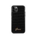 CG Mobile Guess PU Croco Print Phone Case with Metal Logo Compatible for iPhone 11 Pro Max (6.5") Shock & Scratch Resistant Officially Licensed - Black