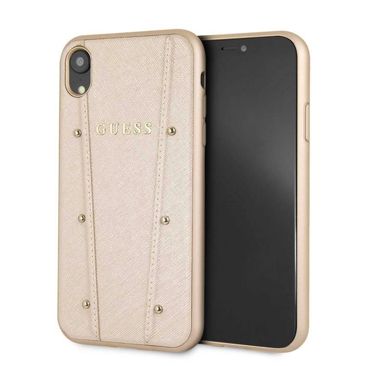 CG MOBILE Guess Kaia PU Hard Phone Case Compatible for iPhone Xr Drop Protection Mobile Case Officially Licensed - Gold
