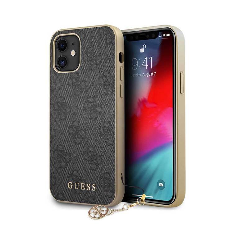 CG MOBILE Guess 4G PU Phone Case with Charm Compatible for iPhone 12 Mini (5.4") Anti-Scratch Mobile Case Officially Licensed - Black