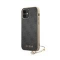 CG MOBILE Guess 4G PU Phone Case with Charm Compatible for iPhone 12 Mini (5.4") Anti-Scratch Mobile Case Officially Licensed - Black