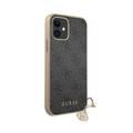 CG MOBILE Guess 4G PU Phone Case with Charm Compatible for iPhone 12 Mini (5.4") Anti-Scratch Mobile Case Officially Licensed - Black
