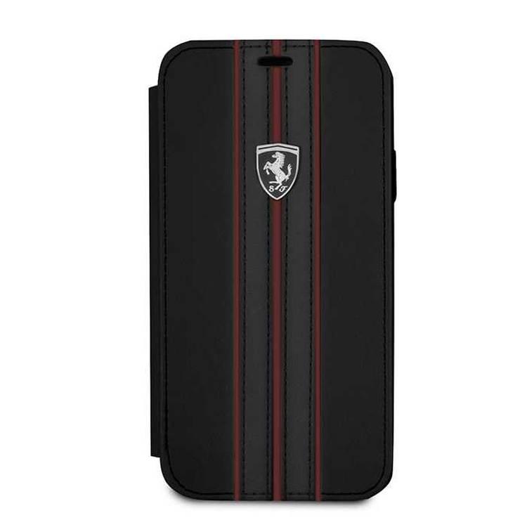 CG MOBILE Ferrari Urban Off Track Leather Book Type Case for iPhone X - Black