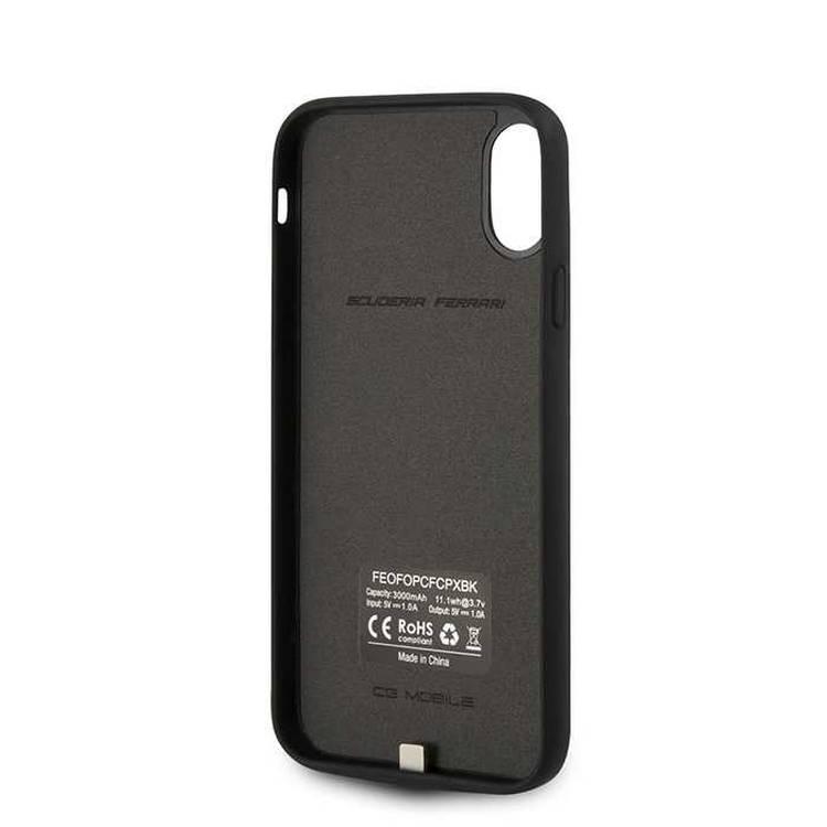 CG MOBILE Ferrari Off Track Full Cover Power Phone Case 3600mAh for iPhone X Officially Licensed - Black