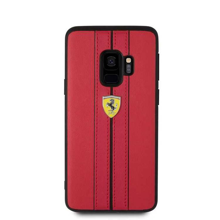 CG MOBILE Ferrari On Track PU Leather Hard Phone Case Compatible for Samsung Galaxy S9 | Protective Mobile Case Officially Licensed - Red