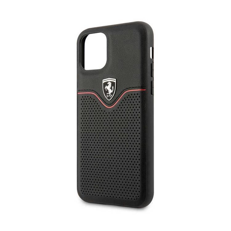 CG MOBILE Ferrari Leather Hard Phone Case Victory Compatible for iPhone 11 Pro (5.8") Shock Resistant Mobile Cover Officially Licensed - Black
