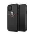 CG MOBILE Ferrari Leather Hard Phone Case Victory Compatible for iPhone 11 (6.1") Shock Resistant Mobile Cover Officially Licensed - Black
