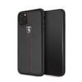CG MOBILE Ferrari Off Ferrari Vertical Stripe Leather Hard Phone Case Compatible for iPhone 11 Pro Max (6.5") Scratch Resistant Mobile Case Officially Licensed - Black