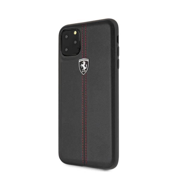 CG MOBILE Ferrari Off Ferrari Vertical Stripe Leather Hard Phone Case Compatible for iPhone 11 Pro Max (6.5") Scratch Resistant Mobile Case Officially Licensed - Black