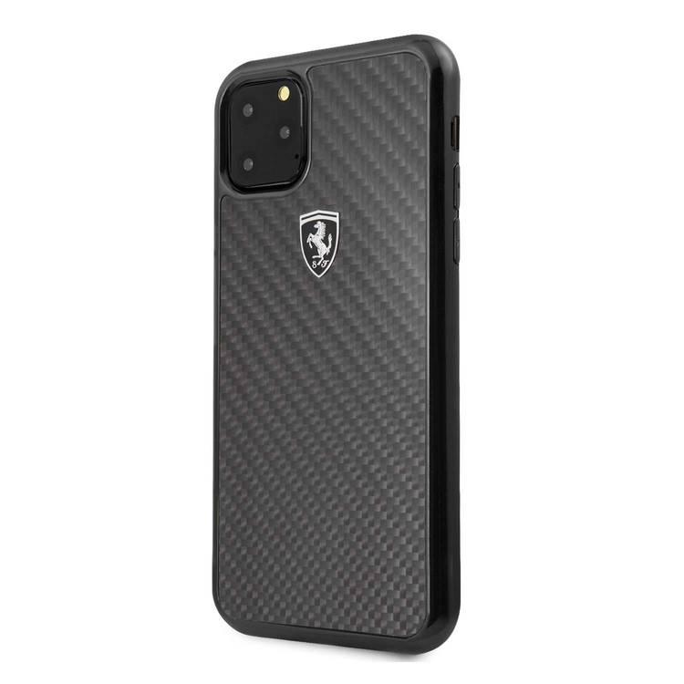 CG MOBILE Ferrari Heritage Real Carbon Hard Phone Case Compatible for Apple iPhone 11 Pro Max (6.5") Anti-Scratch Mobile Case Officially Licensed - Black