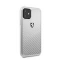 CG MOBILE Ferrari Heritage Real Carbon Hard Phone Case Compatible for Apple iPhone 11 (6.1") Anti-Scratch Mobile Case Officially Licensed - Silver