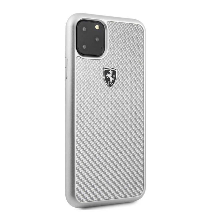CG MOBILE Ferrari Heritage Real Carbon Hard Phone Case Compatible for Apple iPhone 11 Pro Max (6.5") Anti-Scratch Mobile Case Officially Licensed - Silver