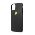 CG MOBILE Ferrari Shockproof Printed Carbon Effect Phone Case Compatible for iPhone 11 (6.1") Suitable with Wireless Charging Mobile Case Officially Licensed -  Black