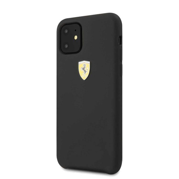 CG MOBILE Ferrari SF Silicone Hard Phone Case Logo Shield Compatible for iPhone 11 (6.1") Drop Protection Mobile Case Officially Licensed - Black