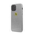 CG MOBILE Ferrari On Track Carbon Metal Logo Hard Phone Case Compatible for iPhone 12 / 12 Pro (6.1") Mobile Case Officially Licensed - Silver