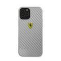 CG MOBILE Ferrari On Track Carbon Metal Logo Hard Phone Case Compatible for iPhone 12 / 12 Pro (6.1") Mobile Case Officially Licensed - Silver