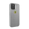 CG MOBILE Ferrari On Track Carbon Metal Logo Hard Phone Case Compatible for iPhone 12 / 12 Pro (6.1") Mobile Case Officially Licensed - Silver