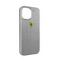 CG MOBILE Ferrari On Track Carbon Metal Logo Hard Phone Case Compatible for iPhone 12 / 12 Pro (6.1") Mobile Case Officially Licensed - Silver