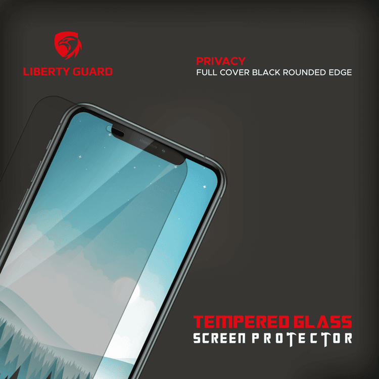 ليبيرتي جارد LGPRVBRE11PXS واقي شاشة كامل للخصوصية 2.5D واقي شاشة بحافة مستديرة لهاتف ايفون 11 برو، مضاد للصدمات ومضاد للتأثير - أسود