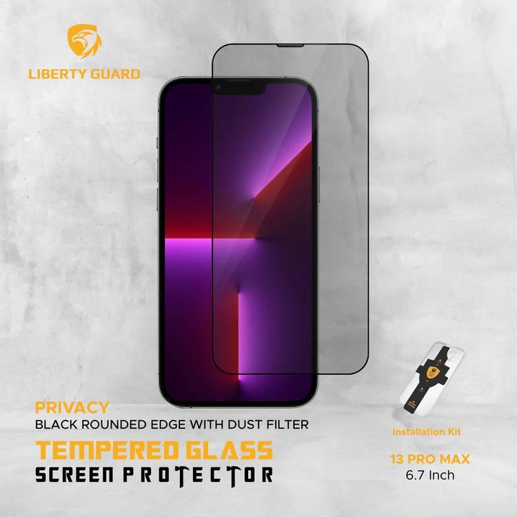 Liberty Guard LGCLR3DSRE13PM 3D Black Silicon Rounded Edge Screen Protector For iPhone 13 Pro Max, Anti Shock & Anti Impact - Black