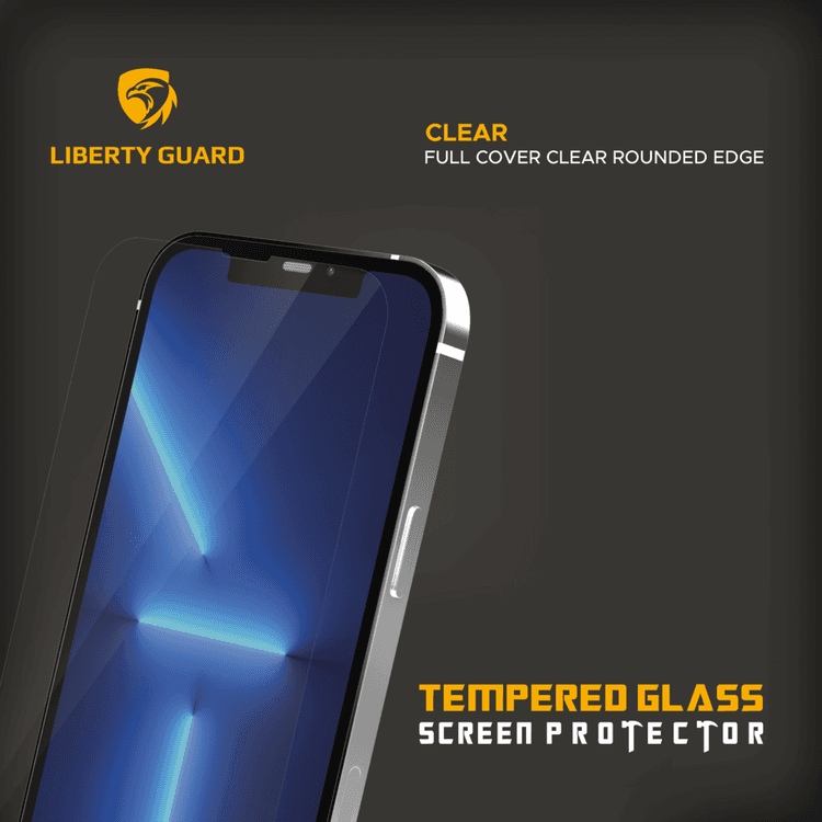 Liberty Guard LGCLR13PM 2.5D Full Cover Rounded Edge Screen Protector for iPhone 13 Pro Max Anti Shock & Anti Impact - Clear