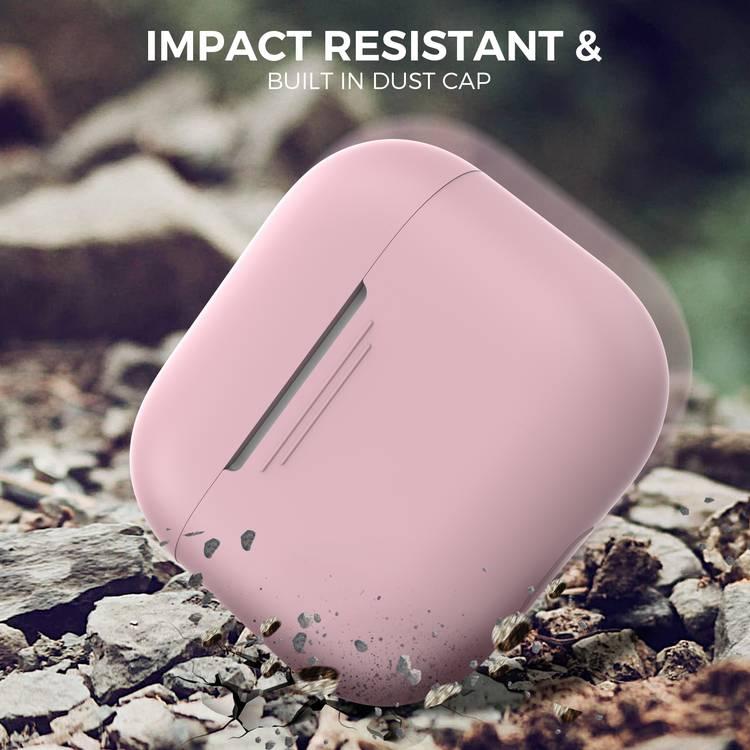 AhaStyle PT176-PK Full Cover Silicone Case for Airpods 3 Drop Shock Protection, Front LED Visible Cover with Carabiner Suitable with Wireless Chargers - Pink