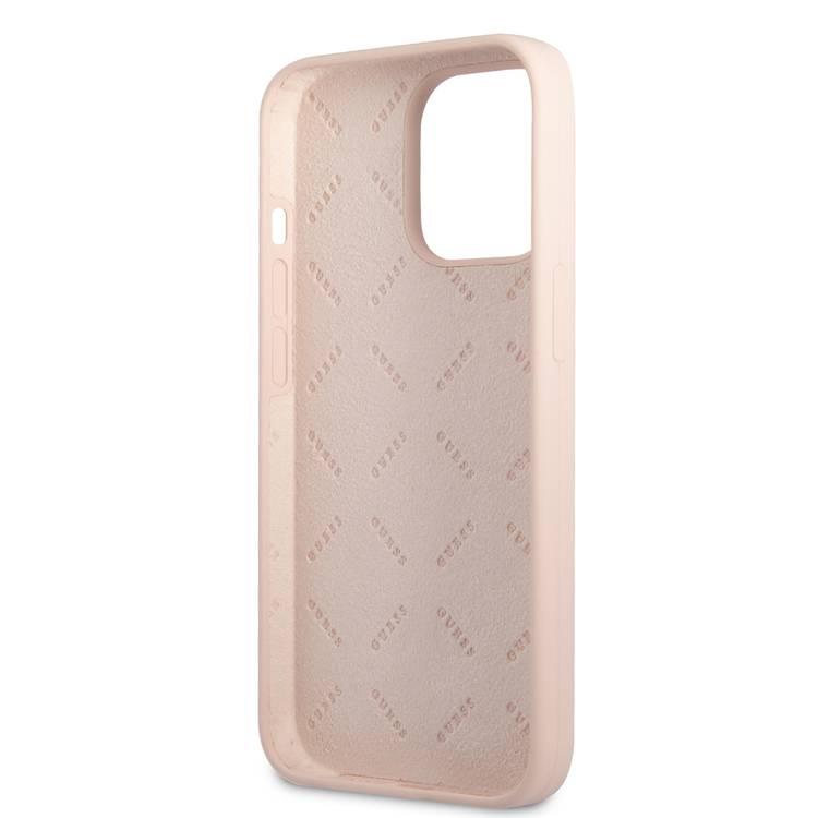 CG MOBILE Guess UHCP13LSLTGP Silicone Line Triangle Back Cover, Anti-Scratch  for iPhone 13 Pro, Mobile Case Officially Licensed  - Pink
