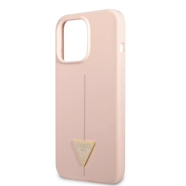 CG MOBILE Guess GUHCP13XSLTGP Silicone Line Triangle Back Cover, Anti-Scratch, for iPhone 13 Pro Max Mobile Case Officially Licensed`  - Pink
