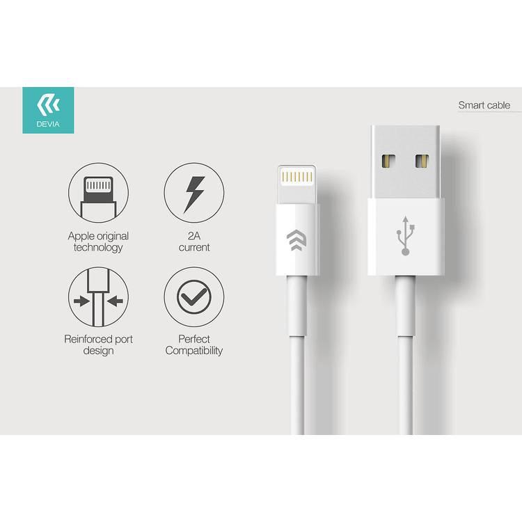 Devia 311598-WH  Smart Series Lightning Cable (5V 2A,2M), Charging + Data sync - White