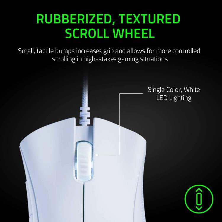 Razer DeathAdder Essential Essential gaming mouse with 6,400 DPI optical sensor, RGB Light -Multi-Award Winning Tech, Ergonomic Form - White