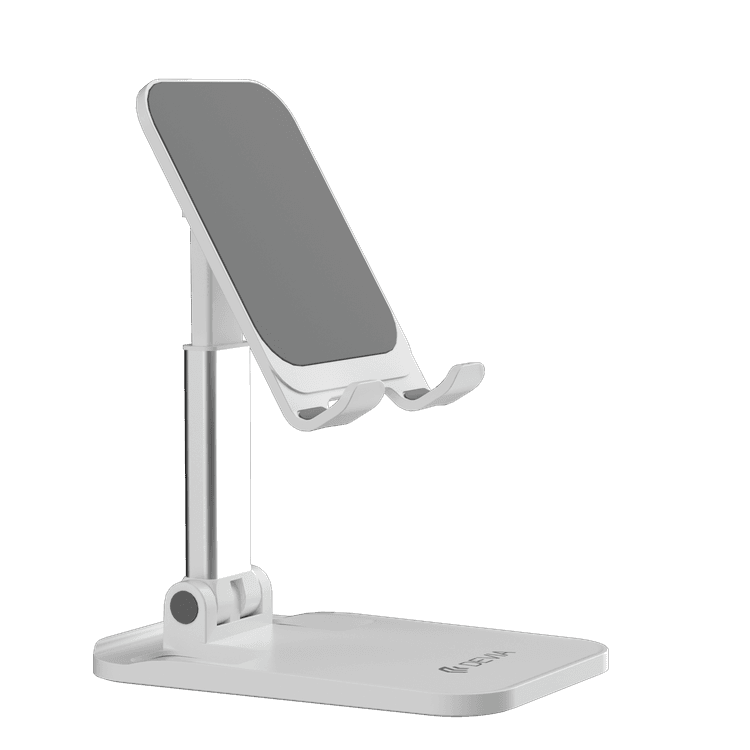 Devia Desktop Folding Stand For Phone, Anti-Slip Design, Safe & Secured, Portable Stand for Smartphones  Bedside, Office, Kitchen Table - White