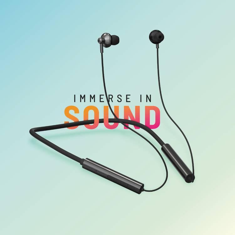 Soundtec By Porodo Environment Noise Cancellation Neckband, 14H Working Time, Control Buttons, Bluetooth 5.2, Siri Enabled - Black