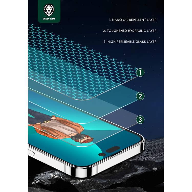 Green 3D Desert Round Edge Glass Screen Protector iPhone 14 Pro Compatibility - Clear