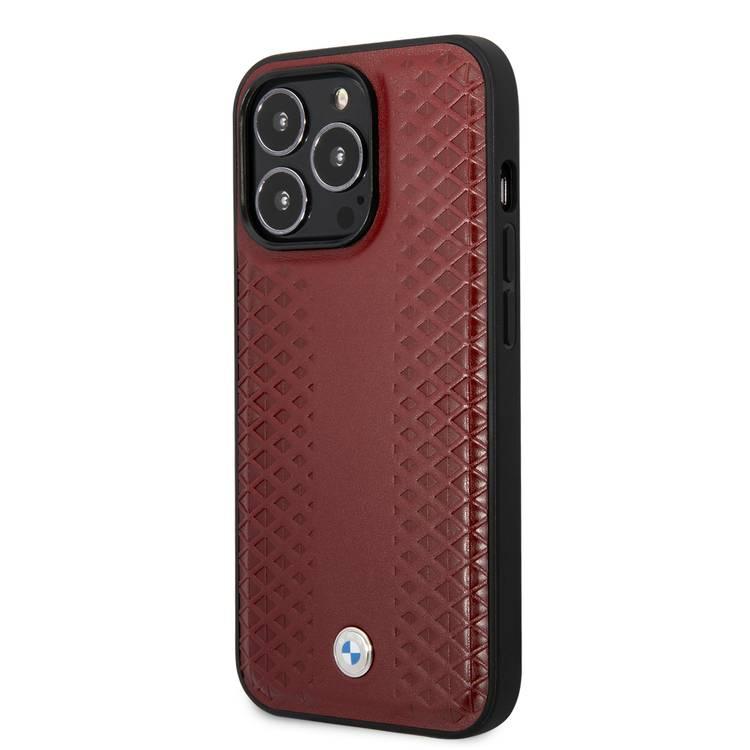 BMW Signature Collection Genuine Leather Case With Diamond Hot Stamp Pattern - Burgundy