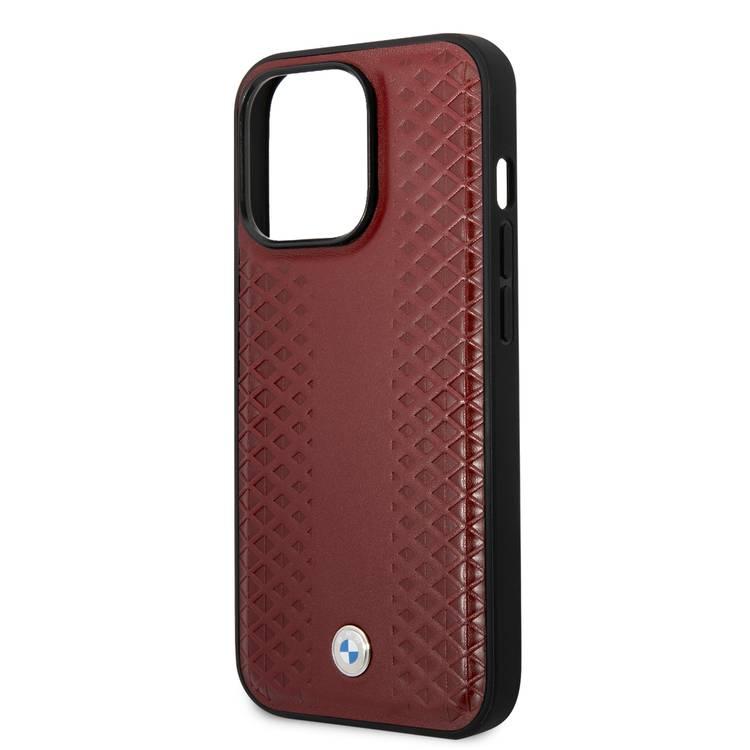 BMW Signature Collection Genuine Leather Case With Diamond Hot Stamp Pattern - Burgundy