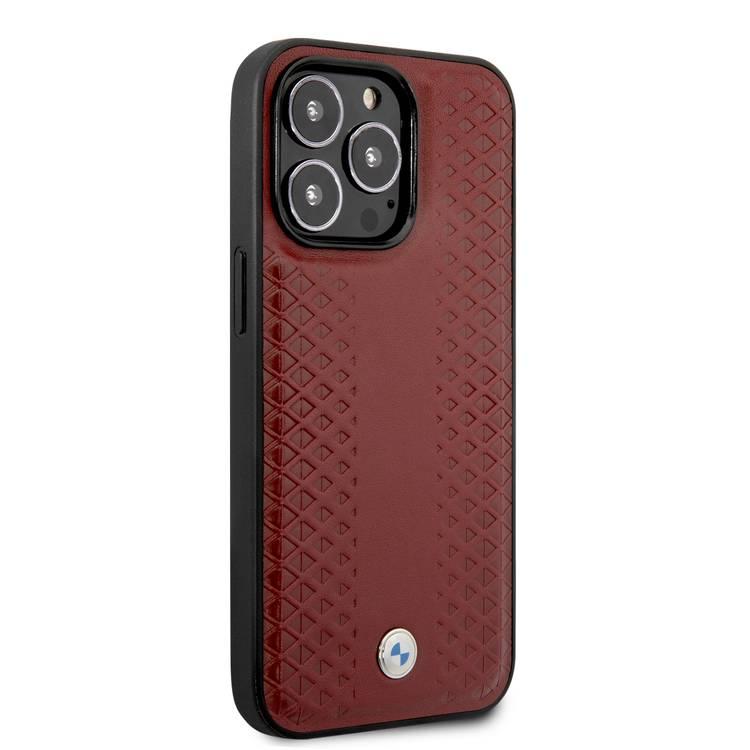 BMW Signature Collection Genuine Leather Case With Diamond Hot Stamp Pattern - Burgundy