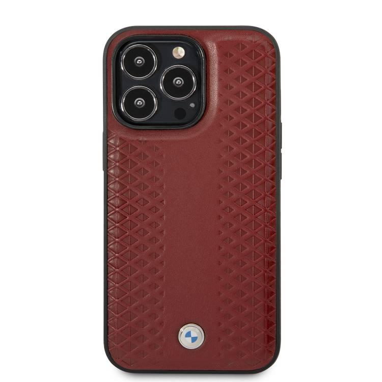 BMW Signature Collection Genuine Leather Case With Diamond Hot Stamp Pattern - Burgundy