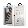 BMW Motorsport Collection PC/TPU IML Printed Tricolor Stripes, Translucent Zones Phone 14 Pro Max Compatibility - Black